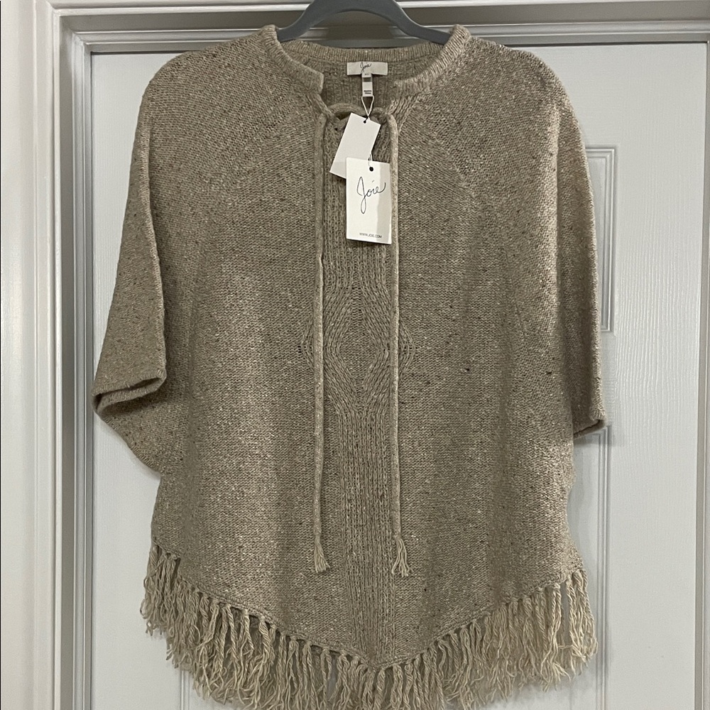 Joie Pedra Oatmeal  Poncho with Fringe Size XS